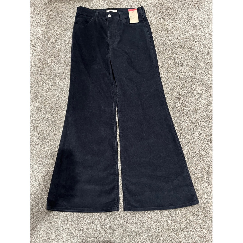 Levis Ribcage Bell Corduroy Pants Black Super High Rise Flare 31x32 A75030005